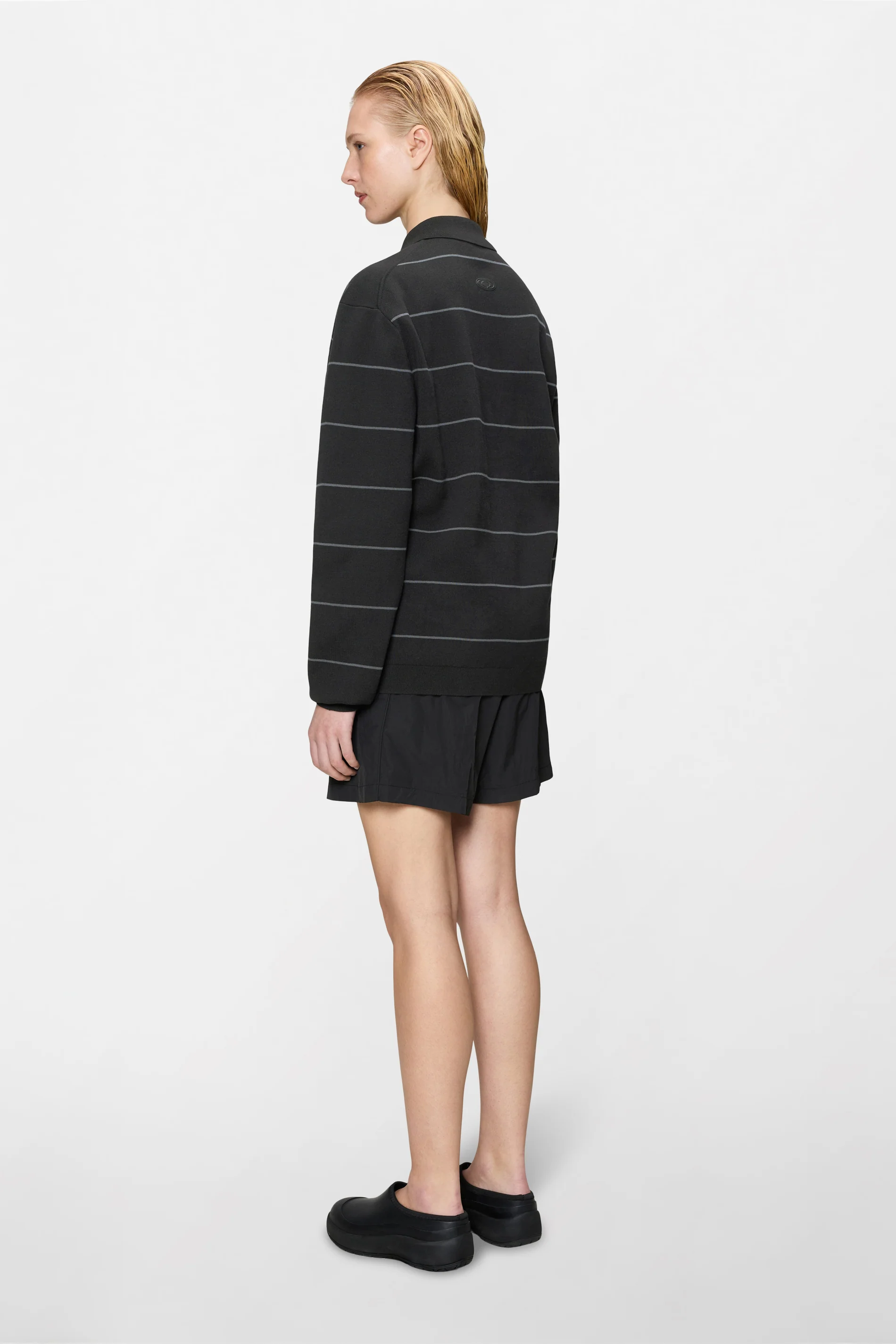 Striped Knit Long Sleeve Polo - Image 3