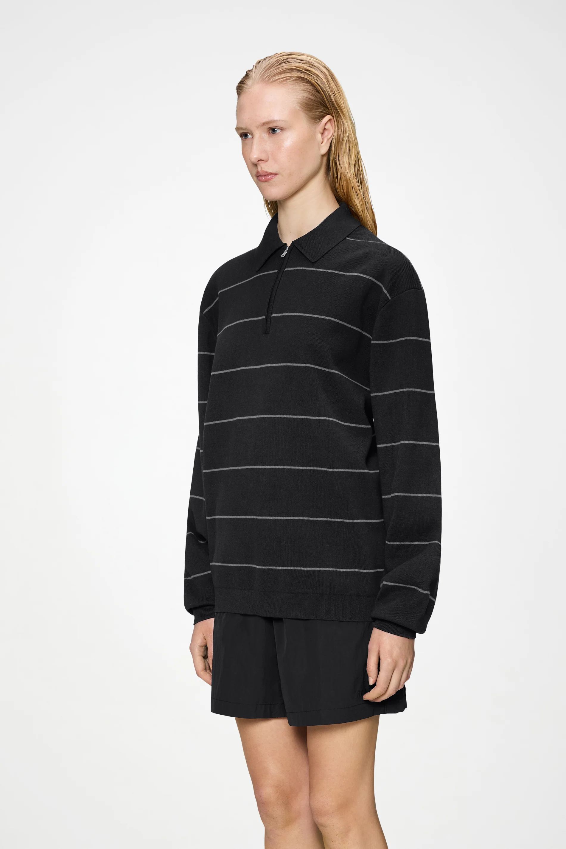 Striped Knit Long Sleeve Polo - Image 5