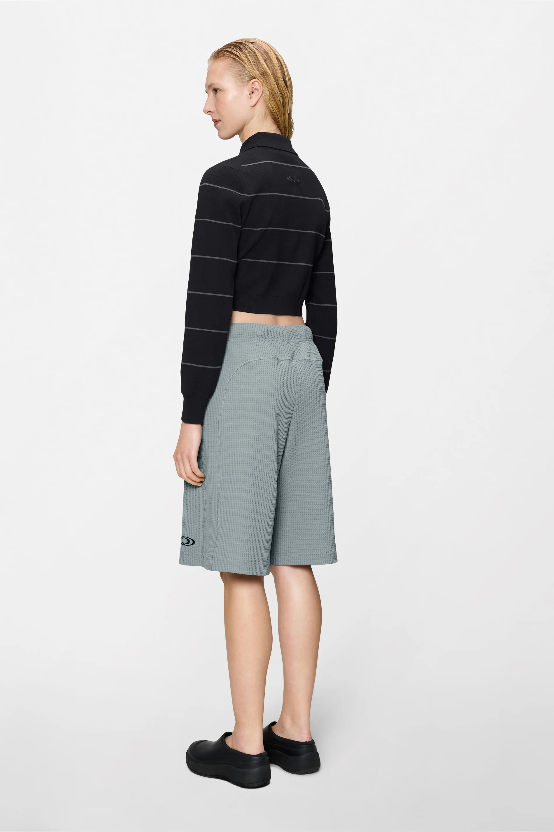 Striped Knit W Long Sleeve Polo - Image 3